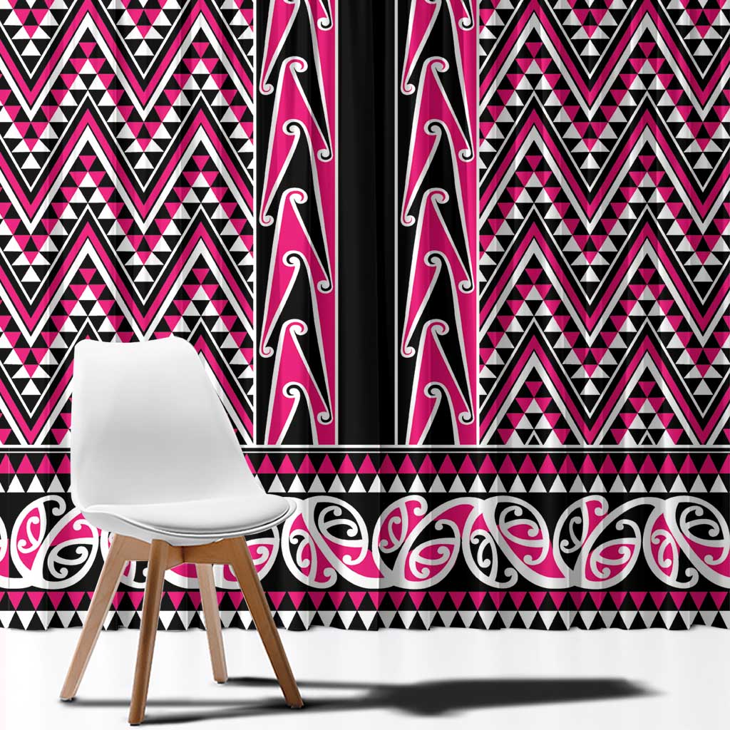 New Zealand Maori Niho Taniwha Window Curtain Mawhero Mangopare and Puhoro Pattern