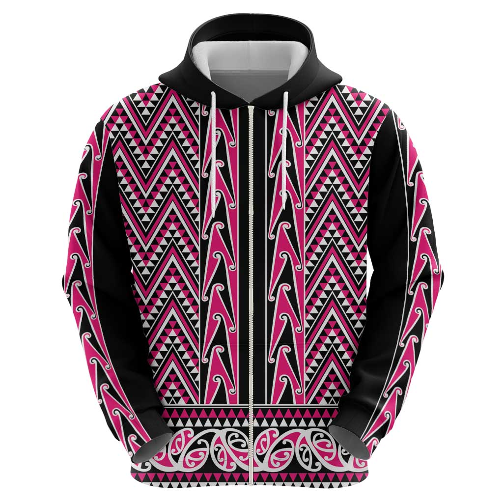 New Zealand Maori Niho Taniwha Zip Hoodie Mawhero Mangopare and Puhoro Pattern