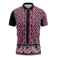 New Zealand Maori Niho Taniwha Zipper Polo Shirt Mawhero Mangopare and Puhoro Pattern - Polynesian Pride