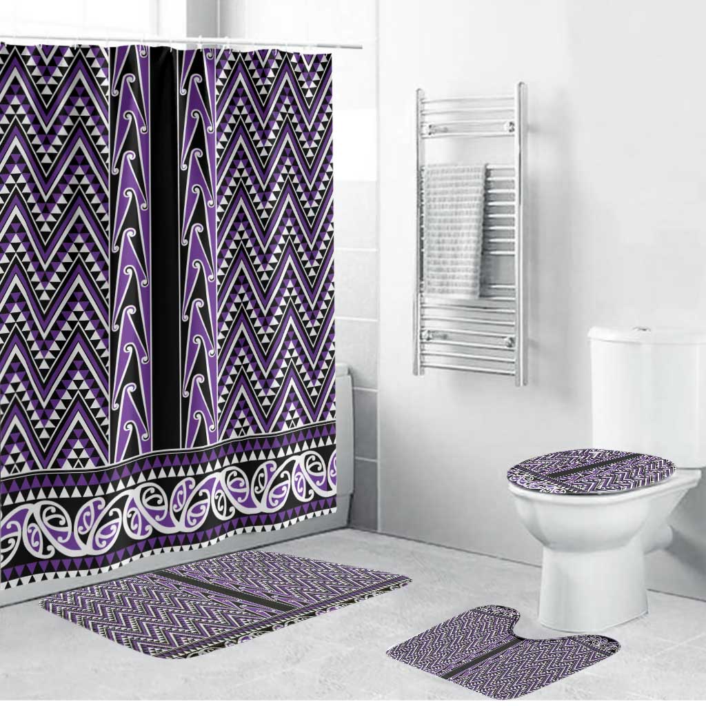 New Zealand Maori Niho Taniwha Bathroom Set Waiporopo Mangopare and Puhoro Pattern - Polynesian Pride