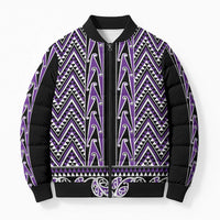 New Zealand Maori Niho Taniwha Bomber Puffer Jacket Waiporopo Mangopare and Puhoro Pattern - Polynesian Pride