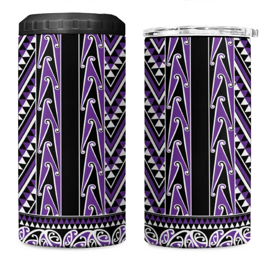New Zealand Maori Niho Taniwha 4 in 1 Can Cooler Tumbler Waiporopo Mangopare and Puhoro Pattern