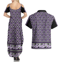 New Zealand Maori Niho Taniwha Couples Matching Summer Maxi Dress and Hawaiian Shirt Waiporopo Mangopare and Puhoro Pattern