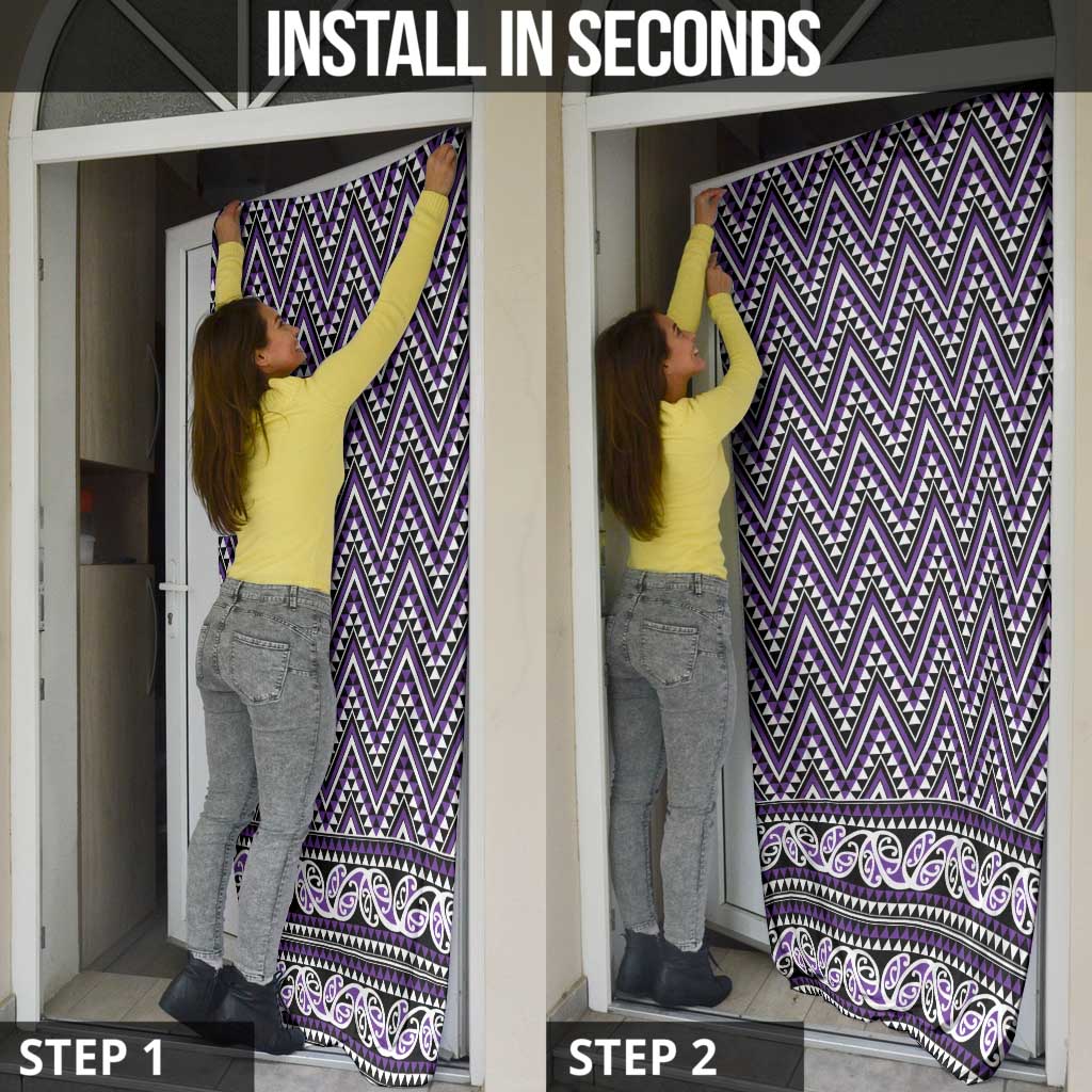 New Zealand Maori Niho Taniwha Door Cover Waiporopo Mangopare and Puhoro Pattern - Polynesian Pride