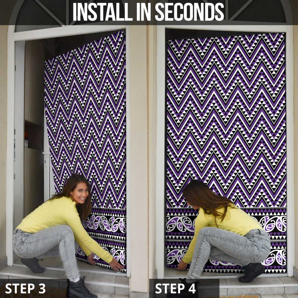 New Zealand Maori Niho Taniwha Door Cover Waiporopo Mangopare and Puhoro Pattern - Polynesian Pride