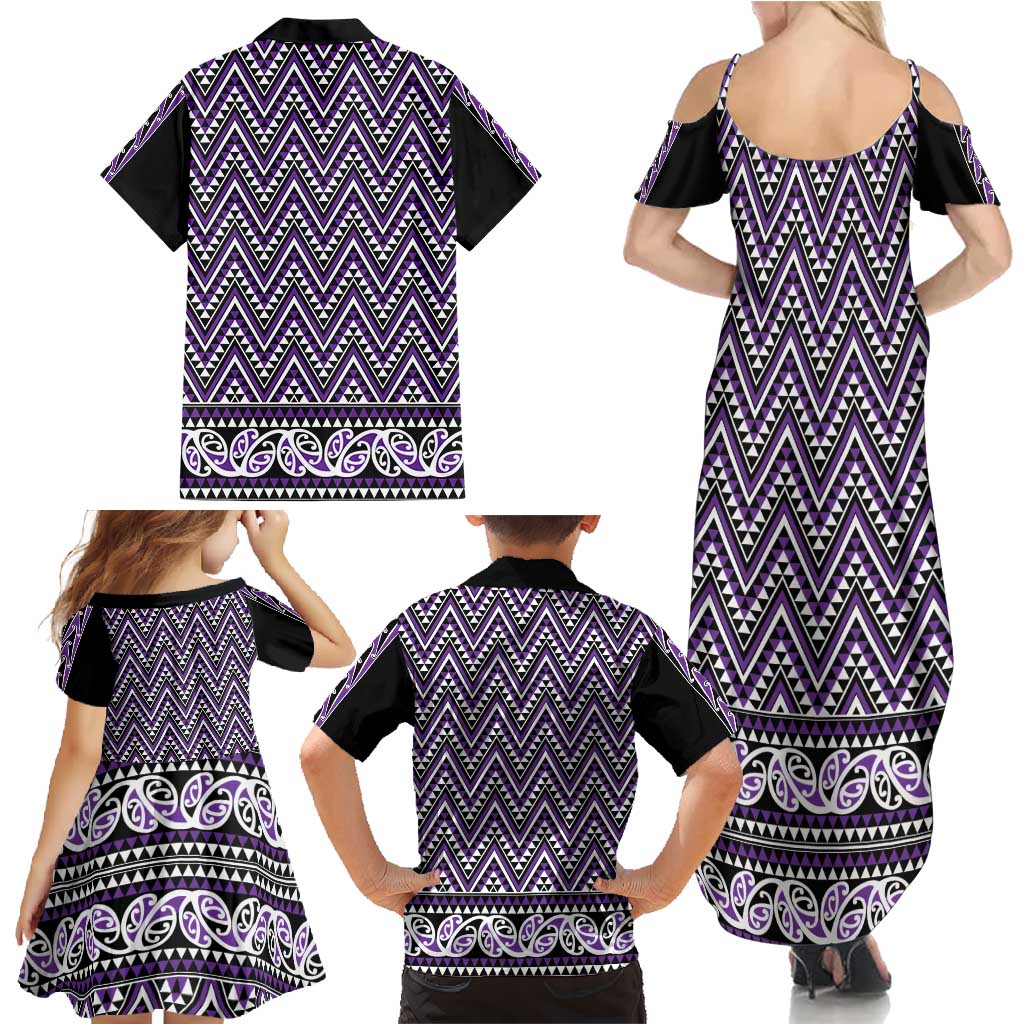 New Zealand Maori Niho Taniwha Family Matching Summer Maxi Dress and Hawaiian Shirt Waiporopo Mangopare and Puhoro Pattern