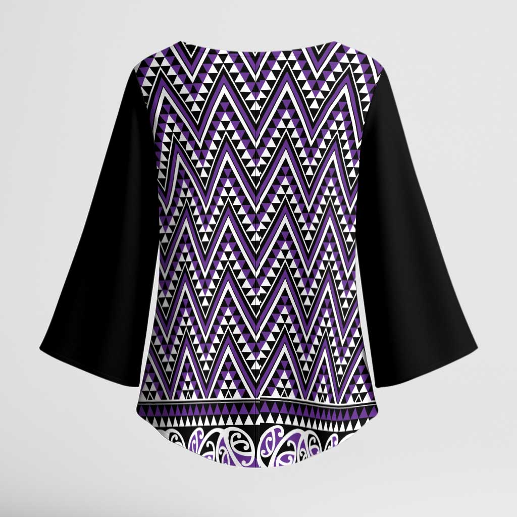 New Zealand Maori Niho Taniwha Kimono Sleeve Blouse Waiporopo Mangopare and Puhoro Pattern - Polynesian Pride