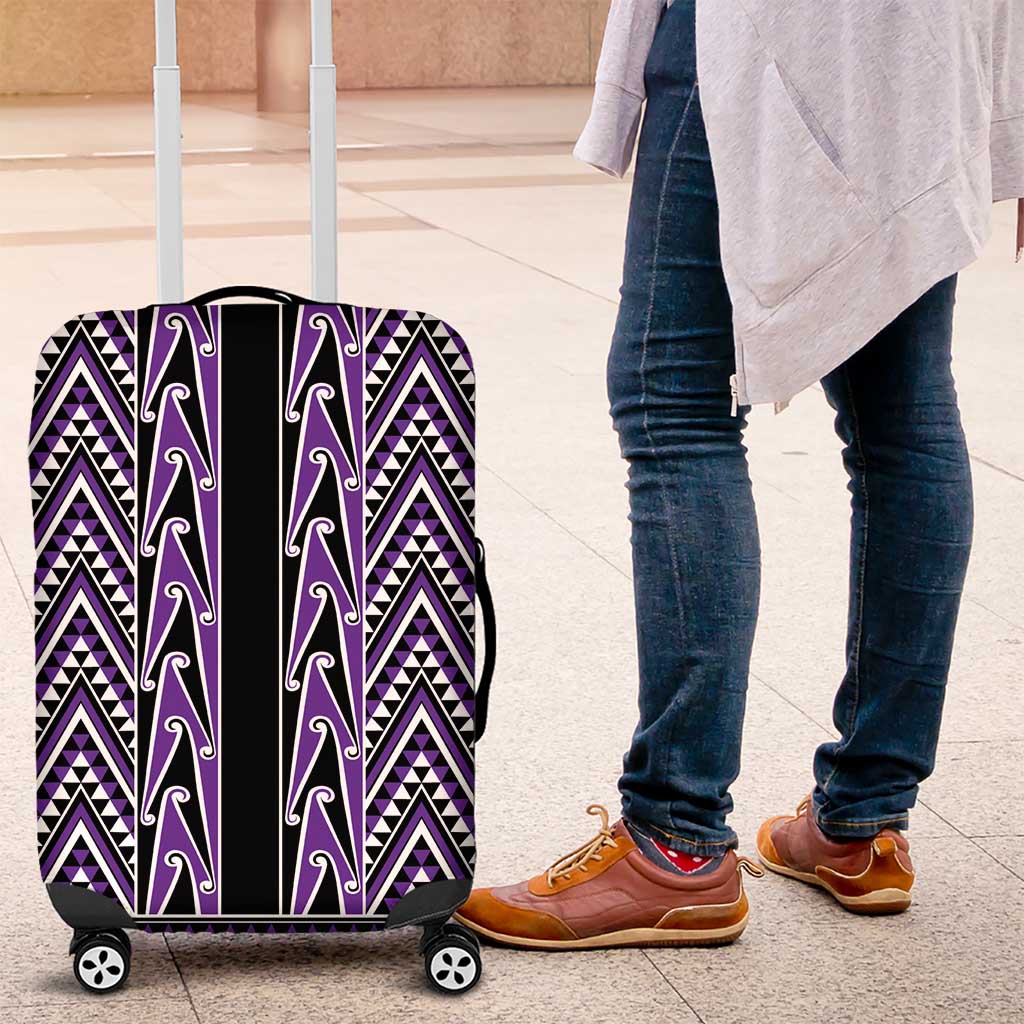 New Zealand Maori Niho Taniwha Luggage Cover Waiporopo Mangopare and Puhoro Pattern