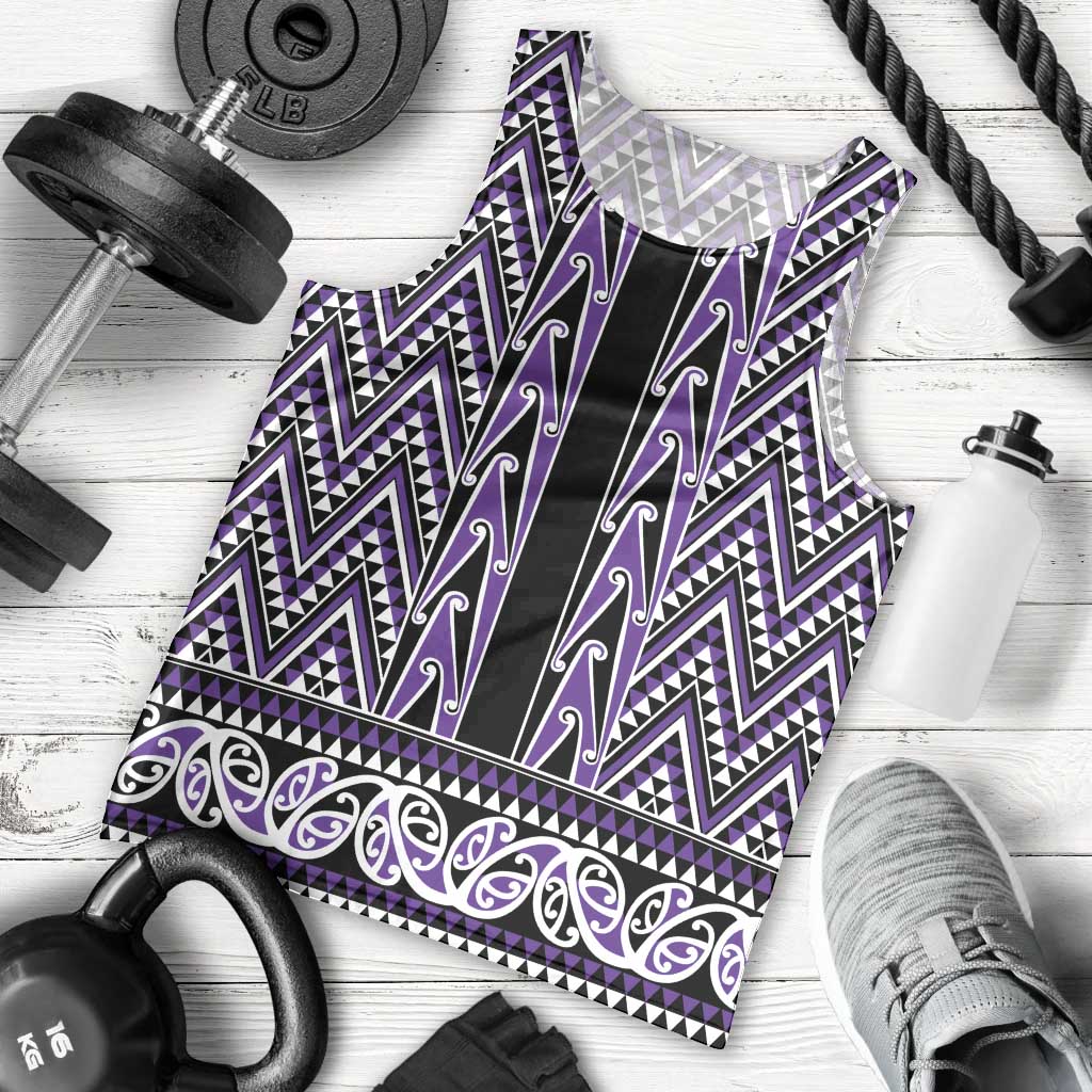 New Zealand Maori Niho Taniwha Men Tank Top Waiporopo Mangopare and Puhoro Pattern