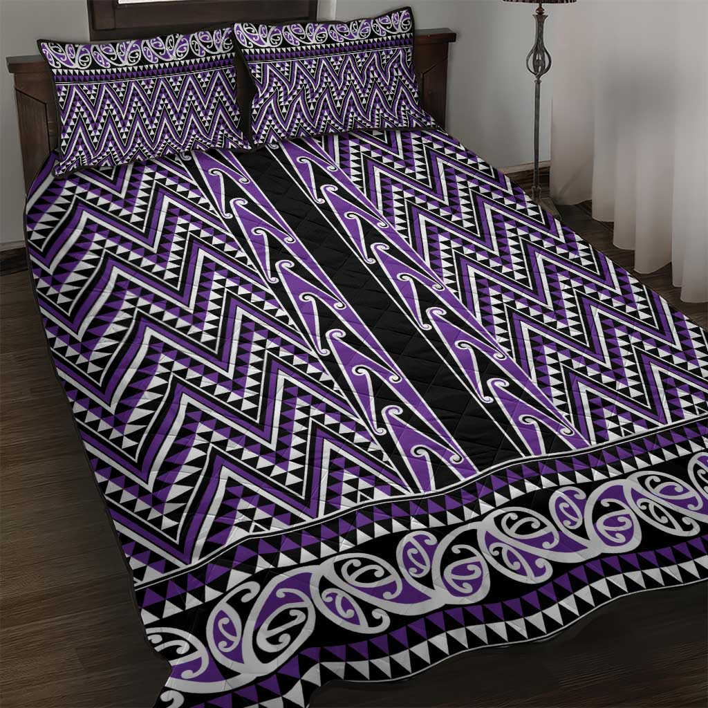 New Zealand Maori Niho Taniwha Quilt Bed Set Waiporopo Mangopare and Puhoro Pattern