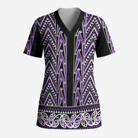 New Zealand Maori Niho Taniwha Scrub Top Waiporopo Mangopare and Puhoro Pattern - Polynesian Pride