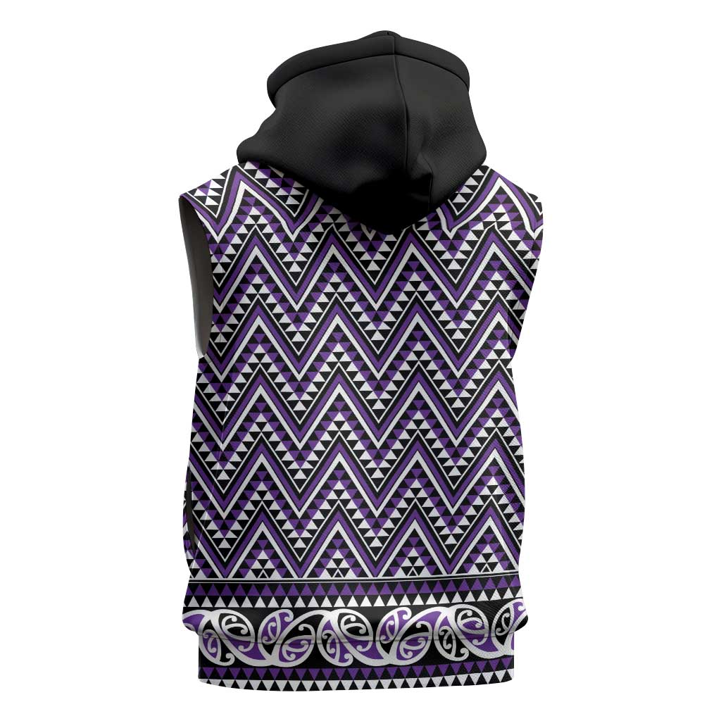 New Zealand Maori Niho Taniwha Sleeveless Hoodie Waiporopo Mangopare and Puhoro Pattern - Polynesian Pride