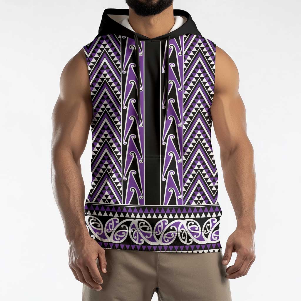 New Zealand Maori Niho Taniwha Sleeveless Hoodie Waiporopo Mangopare and Puhoro Pattern - Polynesian Pride