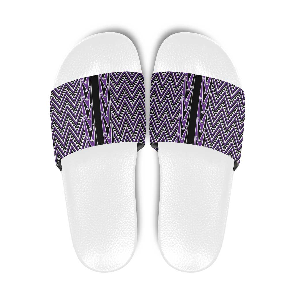 New Zealand Maori Niho Taniwha Slide Sandals Waiporopo Mangopare and Puhoro Pattern - Polynesian Pride