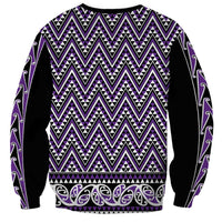 New Zealand Maori Niho Taniwha Sweatshirt Waiporopo Mangopare and Puhoro Pattern