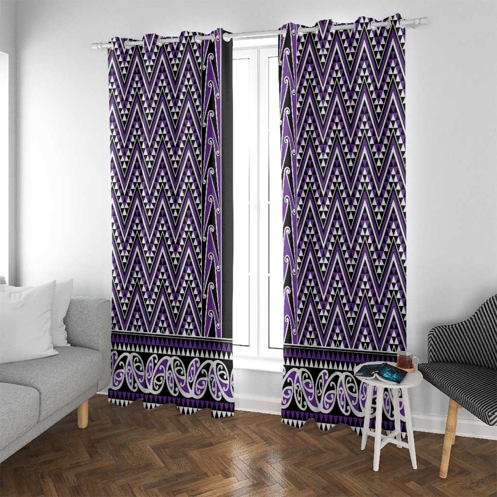New Zealand Maori Niho Taniwha Window Curtain Waiporopo Mangopare and Puhoro Pattern