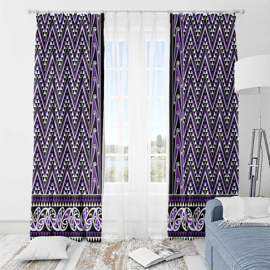 New Zealand Maori Niho Taniwha Window Curtain Waiporopo Mangopare and Puhoro Pattern
