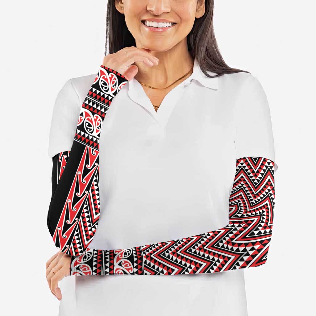 New Zealand Maori Niho Taniwha Arm Sleeves Whero Mangopare and Puhoro Pattern - Polynesian Pride