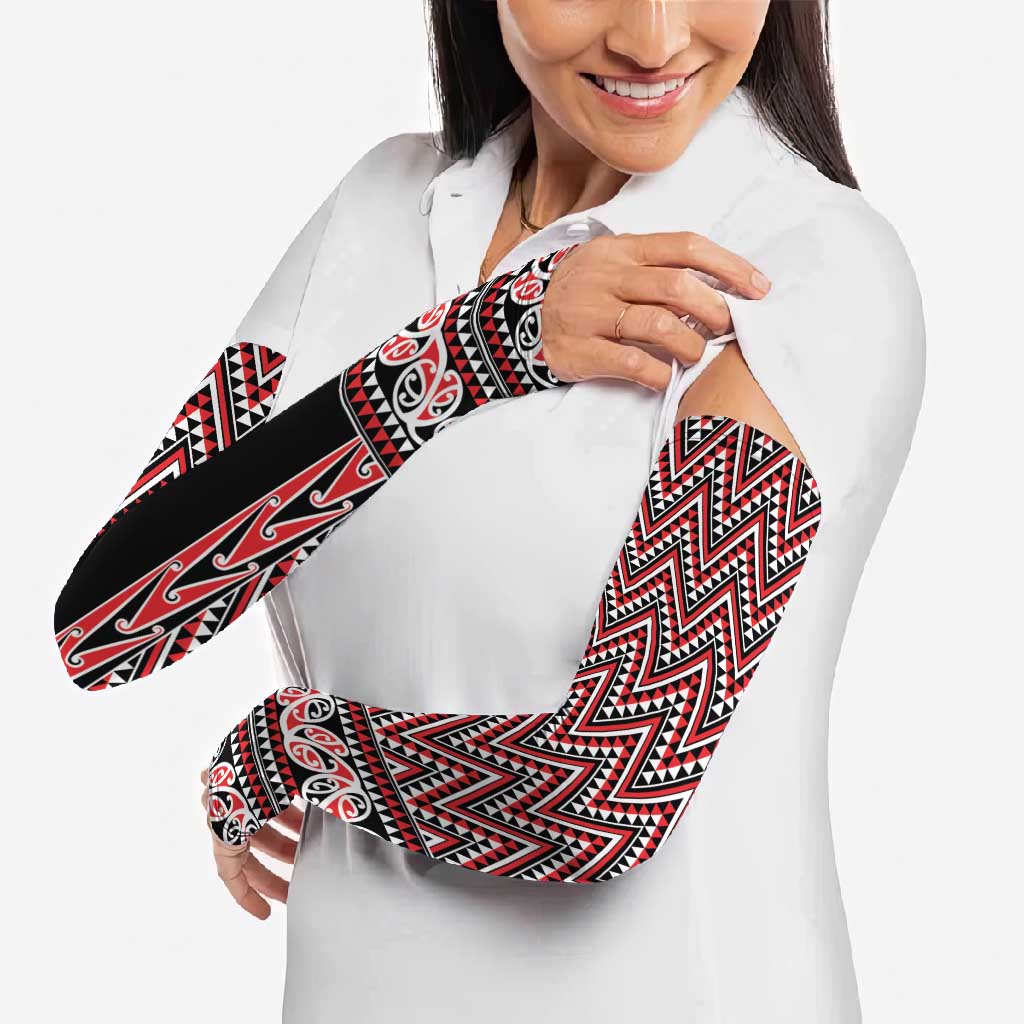 New Zealand Maori Niho Taniwha Arm Sleeves Whero Mangopare and Puhoro Pattern - Polynesian Pride