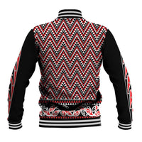 New Zealand Maori Niho Taniwha Baseball Jacket Whero Mangopare and Puhoro Pattern