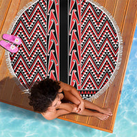 New Zealand Maori Niho Taniwha Beach Blanket Whero Mangopare and Puhoro Pattern