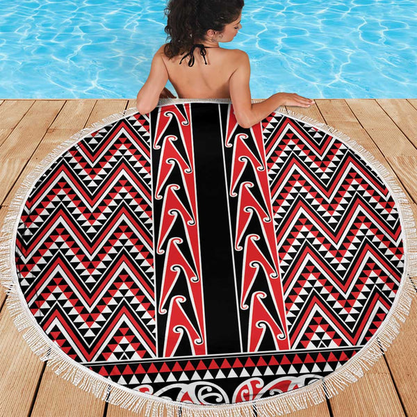 New Zealand Maori Niho Taniwha Beach Blanket Whero Mangopare and Puhoro ...