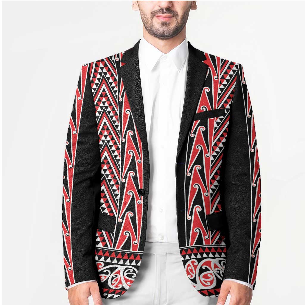 New Zealand Maori Niho Taniwha Blazer Whero Mangopare and Puhoro Pattern - Polynesian Pride