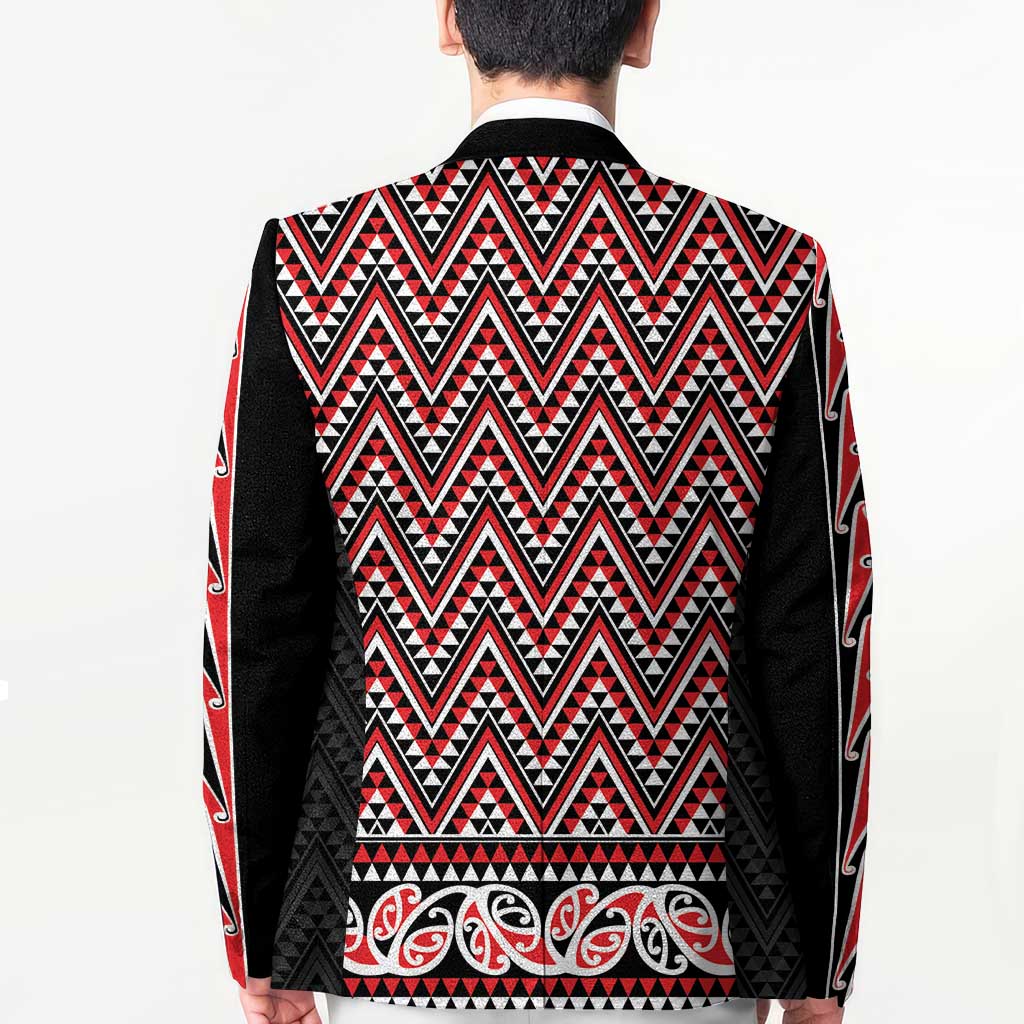 New Zealand Maori Niho Taniwha Blazer Whero Mangopare and Puhoro Pattern - Polynesian Pride