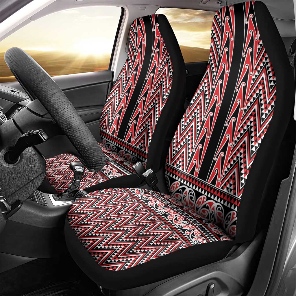 New Zealand Maori Niho Taniwha Car Seat Cover Whero Mangopare and Puhoro Pattern