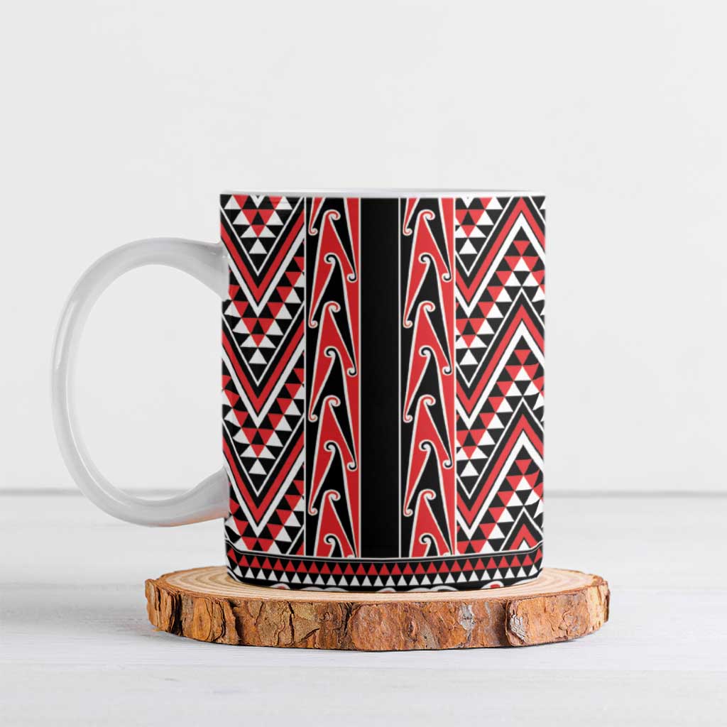 New Zealand Maori Niho Taniwha Ceramic Mug Whero Mangopare and Puhoro Pattern - Polynesian Pride