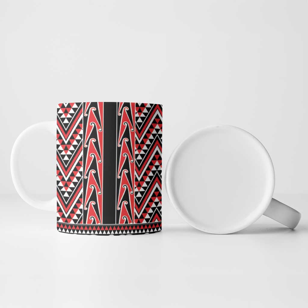 New Zealand Maori Niho Taniwha Ceramic Mug Whero Mangopare and Puhoro Pattern - Polynesian Pride
