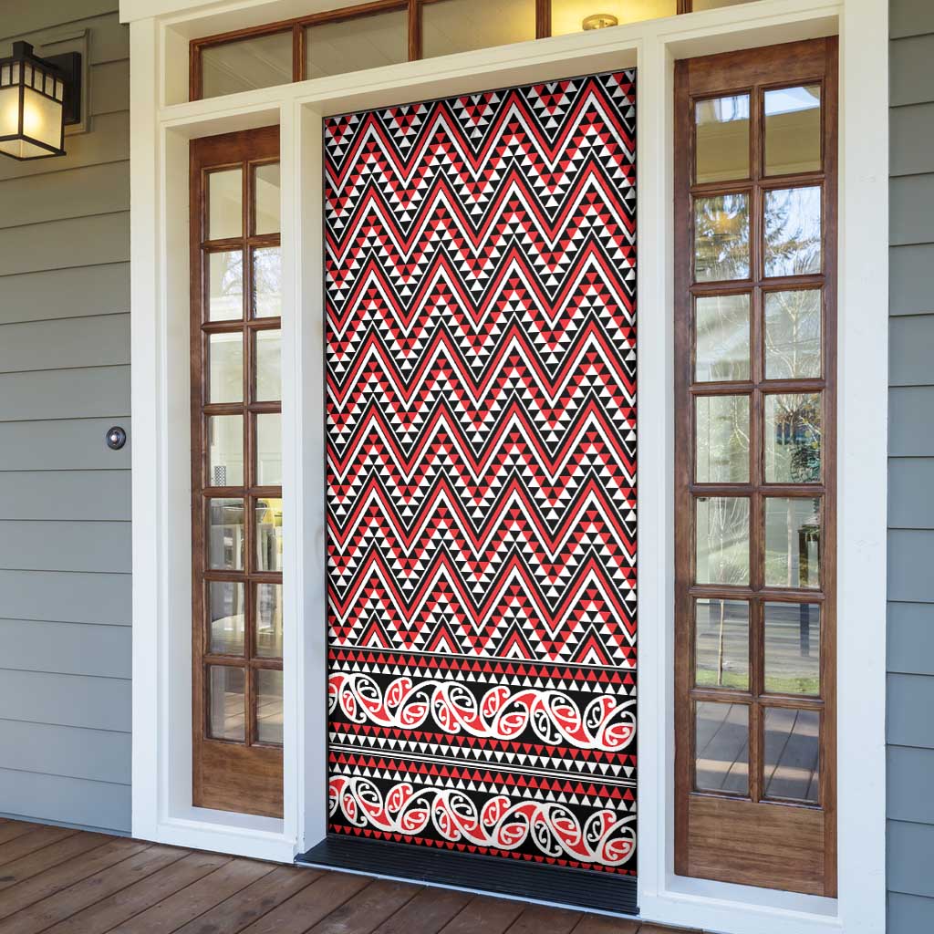 New Zealand Maori Niho Taniwha Door Cover Whero Mangopare and Puhoro Pattern - Polynesian Pride