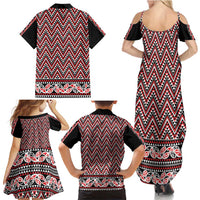New Zealand Maori Niho Taniwha Family Matching Summer Maxi Dress and Hawaiian Shirt Whero Mangopare and Puhoro Pattern
