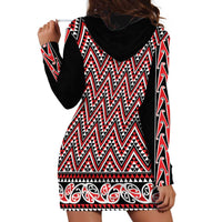 New Zealand Maori Niho Taniwha Hoodie Dress Whero Mangopare and Puhoro Pattern