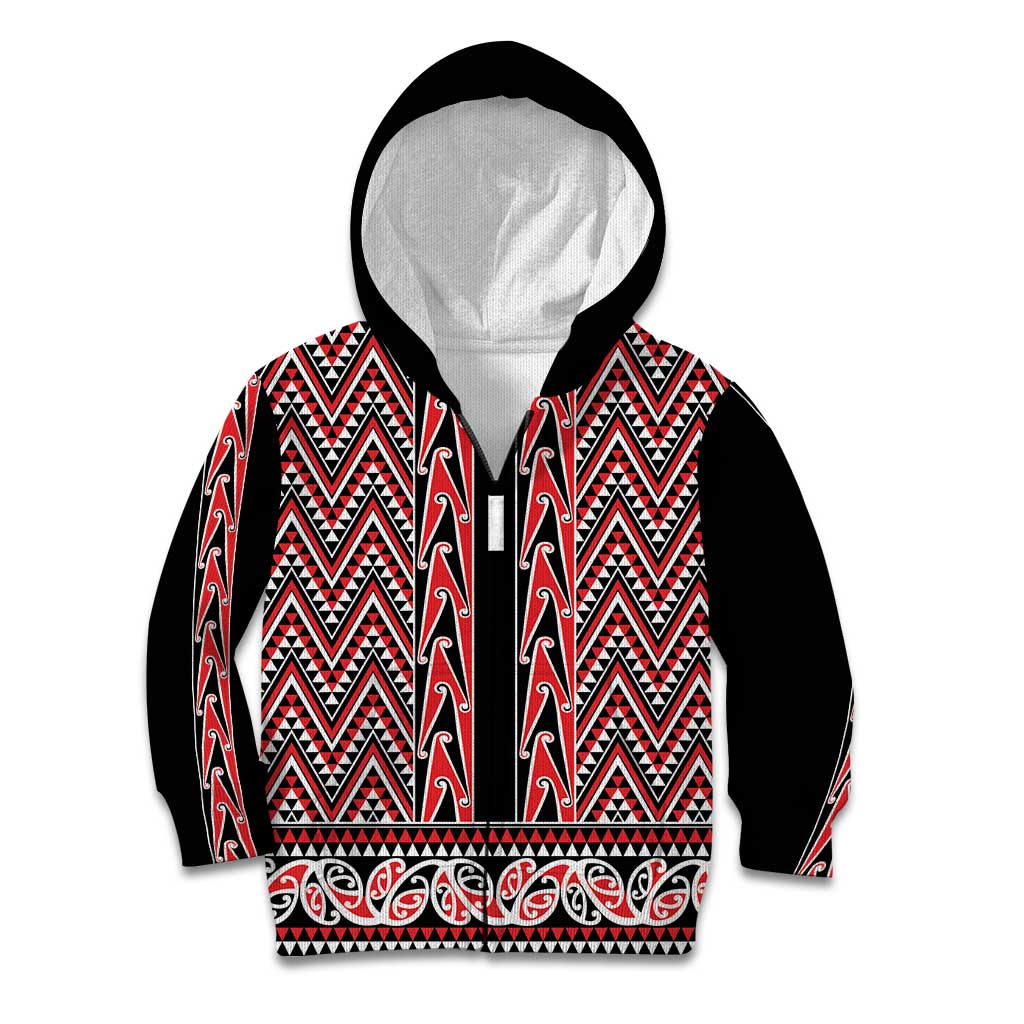 New Zealand Maori Niho Taniwha Kid Hoodie Whero Mangopare and Puhoro Pattern