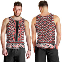 New Zealand Maori Niho Taniwha Men Tank Top Whero Mangopare and Puhoro Pattern