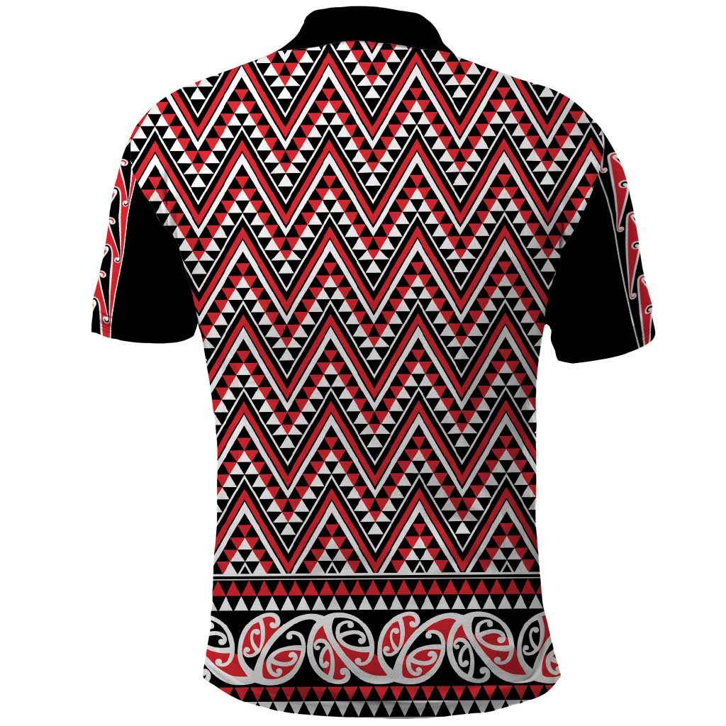 New Zealand Maori Niho Taniwha Polo Shirt Whero Mangopare and Puhoro Pattern