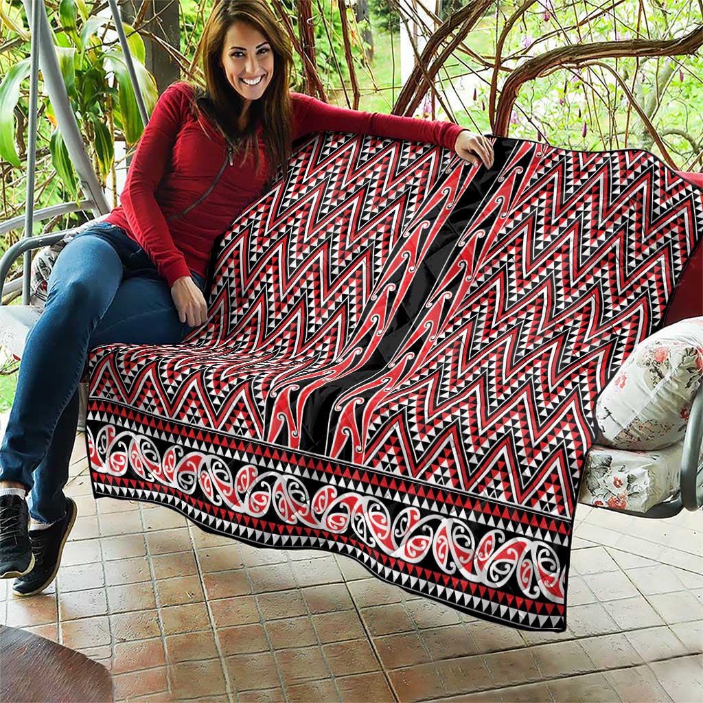 New Zealand Maori Niho Taniwha Quilt Whero Mangopare and Puhoro Pattern