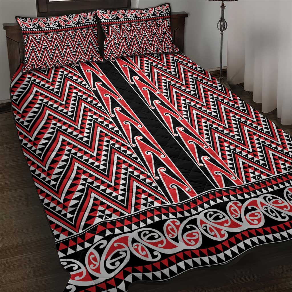 New Zealand Maori Niho Taniwha Quilt Bed Set Whero Mangopare and Puhoro Pattern