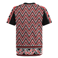 New Zealand Maori Niho Taniwha Rugby Jersey Whero Mangopare and Puhoro Pattern
