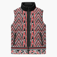 New Zealand Maori Niho Taniwha Sleeveless Puffer Jacket Whero Mangopare and Puhoro Pattern - Polynesian Pride