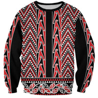 New Zealand Maori Niho Taniwha Sweatshirt Whero Mangopare and Puhoro Pattern
