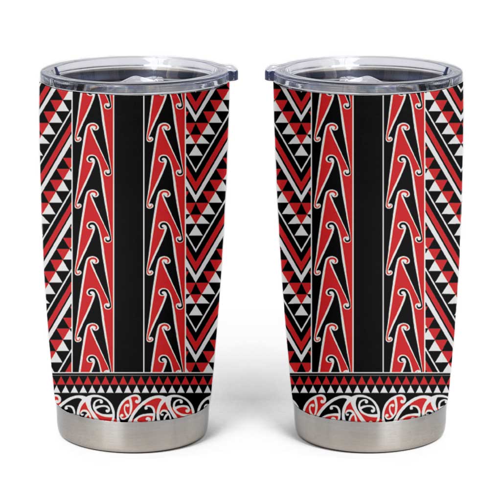 New Zealand Maori Niho Taniwha Tumbler Cup Whero Mangopare and Puhoro Pattern