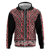 New Zealand Maori Niho Taniwha Zip Hoodie Whero Mangopare and Puhoro Pattern LT9 Zip Hoodie Red - Polynesian Pride