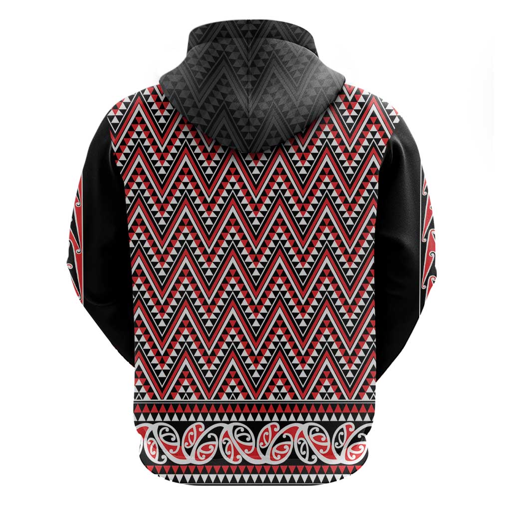 New Zealand Maori Niho Taniwha Zip Hoodie Whero Mangopare and Puhoro Pattern LT9 - Polynesian Pride