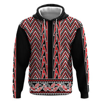 New Zealand Maori Niho Taniwha Zip Hoodie Whero Mangopare and Puhoro Pattern LT9 Pullover Hoodie Red - Polynesian Pride