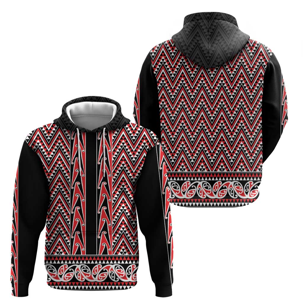 New Zealand Maori Niho Taniwha Zip Hoodie Whero Mangopare and Puhoro Pattern LT9 - Polynesian Pride