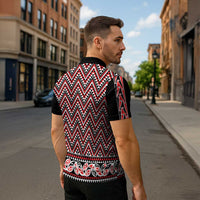 New Zealand Maori Niho Taniwha Zipper Polo Shirt Whero Mangopare and Puhoro Pattern - Polynesian Pride