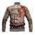 Vintage Bula Fiji Personalised Baseball Jacket Beige Hibiscus Tapa Pattern