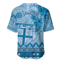Vintage Bula Fiji Personalised Baseball Jersey Blue Hibiscus Tapa Pattern LT9 - Polynesian Pride